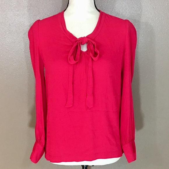 Kate Spade Red Bow Neck-Tie Blouse - Picture 2 of 8